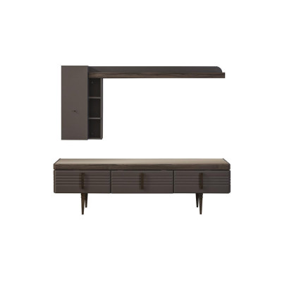 Wohnwand Sideboard RTV Lowboard Regale TV Ständer Schrank Holz Grau