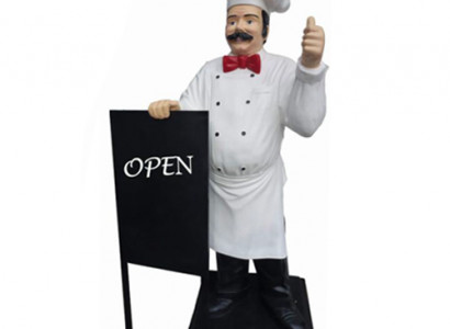 Advertising Sculpture Chef Menü Message Board Dekoration Statue Restaurant Neu