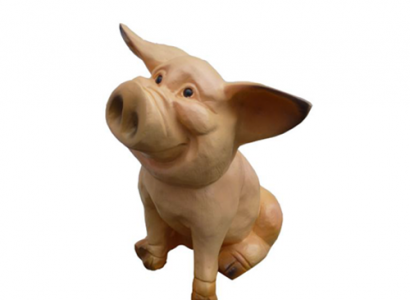 Garten Tier Skulptur Schwein Figur Statuen Skulpturen Statuen Figuren Braun 38c