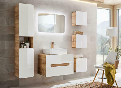 Design Badezimmer Möbel Bad 6tlg. Set Garnitur Schrank Deko Waschbecken