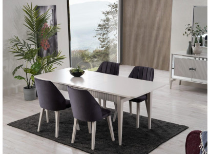 Esstisch Ausziehbar Modern Essgruppe Esszimmer Set 9tlg Grau Holz