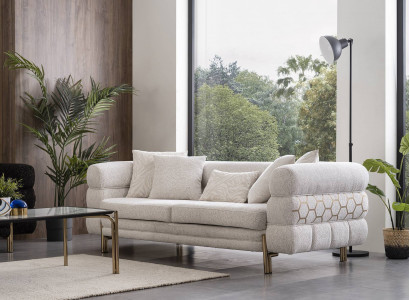 Weißer Dreisitzer Luxus 3-Sitzer Wohnzimmer Designer Sitzmöbel Sofas  