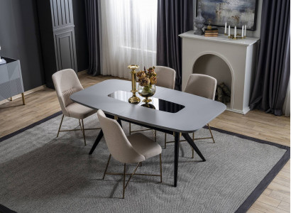 Grau-Weiße Esszimmer Möbel Esstisch Luxus 4x Polsterstühle Moderner Set