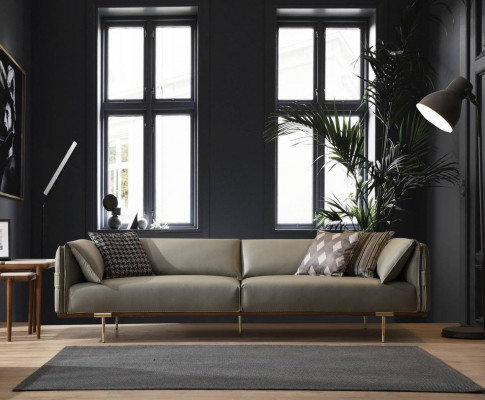 Grüner 3-Sitzer Wohnzimmer Ledersofas Designer Exklusive Couch Sofas