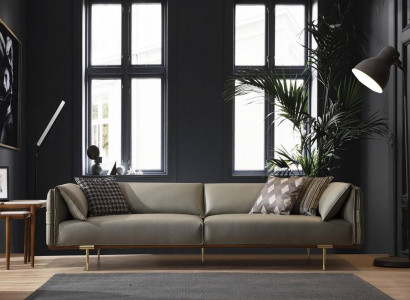 Grüner 3-Sitzer Wohnzimmer Ledersofas Designer Exklusive Couch Sofas