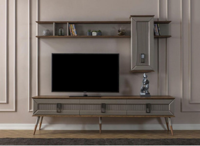 Moderne Braune Wohnzimmer Möbel Robustes Sideboard Designer Regal 2tlg