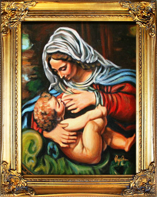 eligion Maria Handarbeit Ölbild Bild Ölbilder Rahmen Bilder G04117