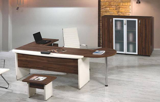 Klassischе Büromöbel Set 3tlg Eckbürotisch Komplettbüro Holz Braun