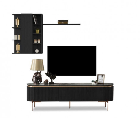 Luxuriös 2tlg.Wohnzimmer Set TV Lowboard und Wandschrank mit Regal