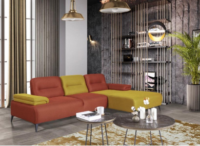  Zweifarbiges L-Form Ecksofa Designer Wohnzimmer Sofa Moderne Couchen