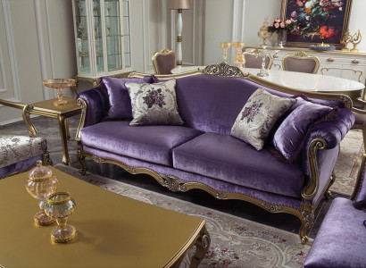 Dreisitzer Sofa 3 Sitzer Couches Luxus Couch Samt Barock Rokoko Violett