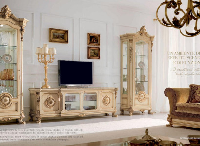 RTV Lowboard TV Ständer Sideboard Holz Tisch Beige Wohnzimmer Barock