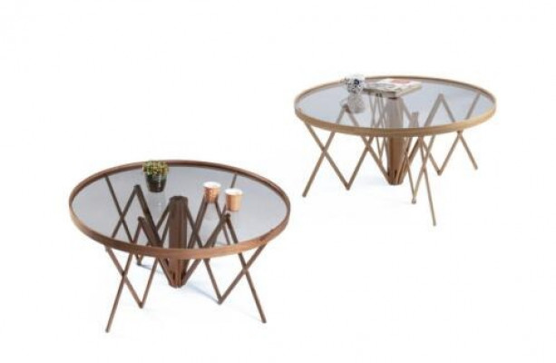 Designer Wohnzimmer Set 2x Couchtische Rund Kaffee Tisch Luxus Möbel