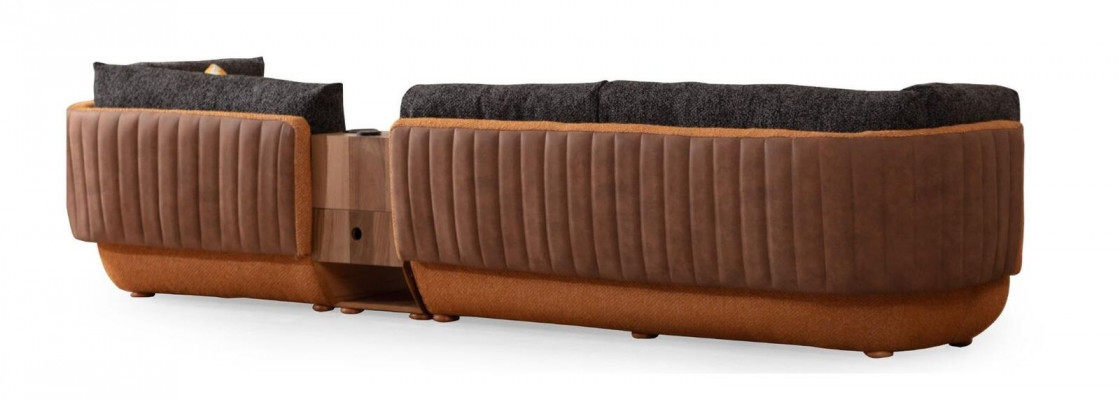 Modernes Oranges Ecksofa L-Form Wohnzimmer Sofa Designer Holz Couchen