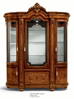  Vitrine Schränke Vitrinen Holz Luxus Glasschrank Möbel Schrank Braun Barock Neu 