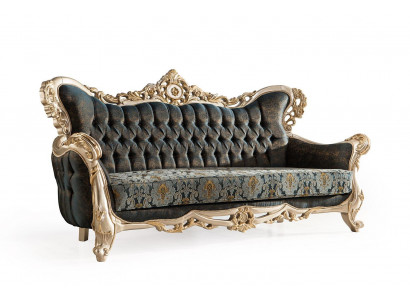 Barock Dreisitzer Chesterfield Couch Möbel Sofa Couchen Stoff Gold