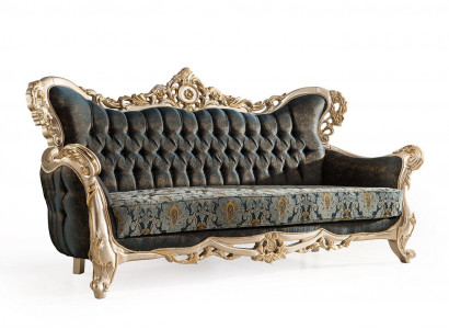 Barock Dreisitzer Chesterfield Couch Möbel Sofa Couchen Stoff Gold