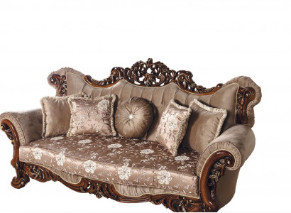 Barock Dreisitzer Chesterfield Couch Möbel Sofa Couchen Stoff Braun