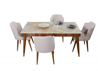 Esszimmer Holz Tische Essgruppe Set Stuhl Gruppe Neu Tisch 4x Design Stühle 5tlg