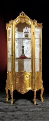 Goldene Holz Vitrine Schrank Glas Schränke Regal Vitrinen Italienische Möbel neu