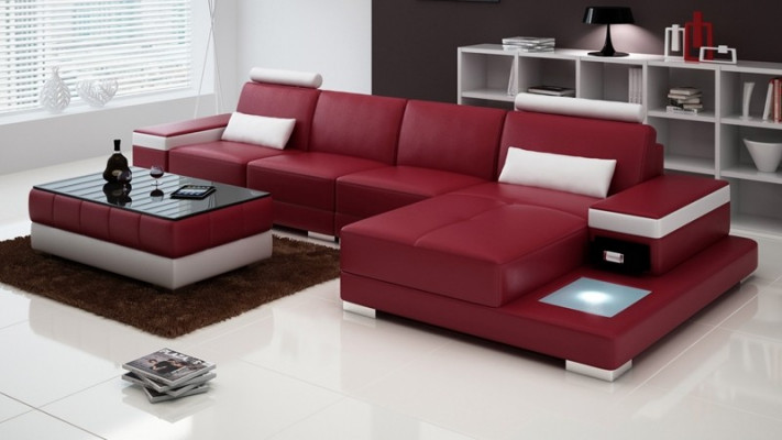 Couch Ecksofa Möbel Leder Wohnlandschaft Garnitur Design Modern Sofa