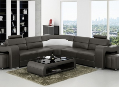 Ecksofa Sofa Couch Polster Wohnlandschaft Leder Eck Sofas Deko Garnitur