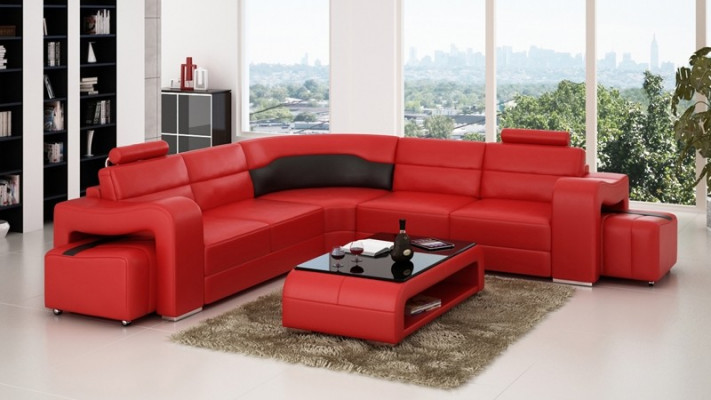 Ecksofa Sofa Couch Polster Wohnlandschaft Leder Eck Sofas Deko Garnitur