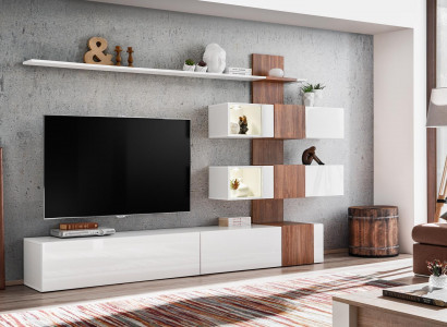 Modern Wohnwand Luxus Einrichtung Wohnzimmer Design TV-Ständer Wand Regale