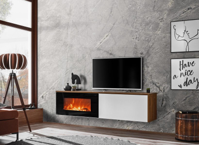 Modern TV Ständer mit Kamin Luxus Wohnzimmer Neu Design Möbel Holz