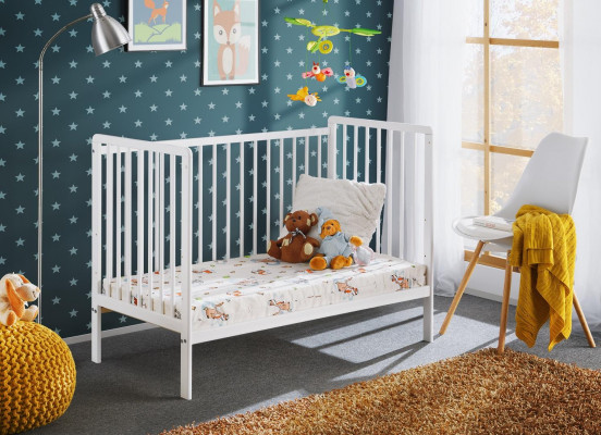 Babybett Schlafzimmer Kinderbett Möbel Kinderzimmer Designer weiß Möbel Neu