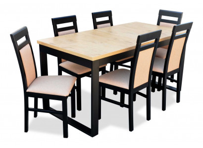 Modernes Esstisch Tisch Holz Esszimmer Garnitur 6x Stühle Set 7 tlg. Set