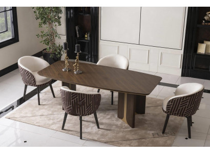 Essgruppe Essecke Esszimmer Esstisch Stühle Set 7tlg Braun Holz Gruppe