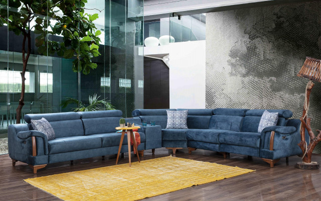 Wohnzimmer Ecksofa L-Form Sofa Couch Modern Design Möbel Textil