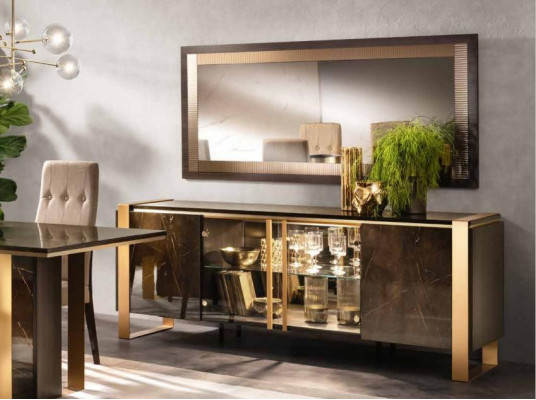 Buffet Anrichte Kommode Spiegel Echte Handarbeit Holz Regal Regale 2tlg