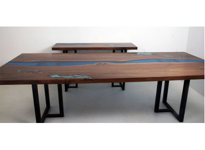 Esstisch River Table Echtes Holz Massiv Epoxidharz Tische 260x100 Neu