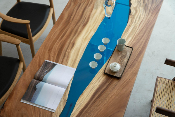 Esstisch River Table Echtes Holz Flusstisch Deko Massiv Epoxidharz Tische