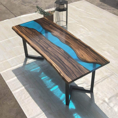 Couchtisch River Table Massiv Tische 100x50 Flusstisch Meer Waterfall