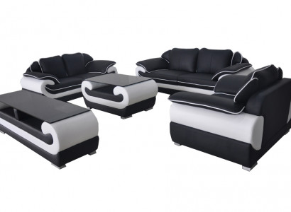 Sofagarnitur 5 tlg. rtv Couch Tisch 321 Sitz Garnitur Moderne Sessel Sofa + USB