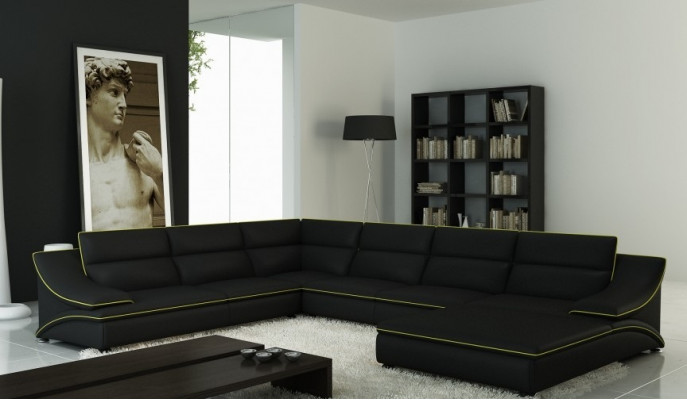 Ecksofa mit USB Ledersofa Polster Wohnlandschaft Couch Sofa Eckgarnitur U Form