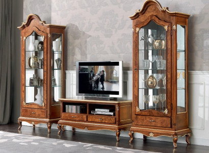 Wohnwand Set 3tlg. Wohnzimmer rtv Vitrine Anrichte Regal Luxus Wandschränke Neu