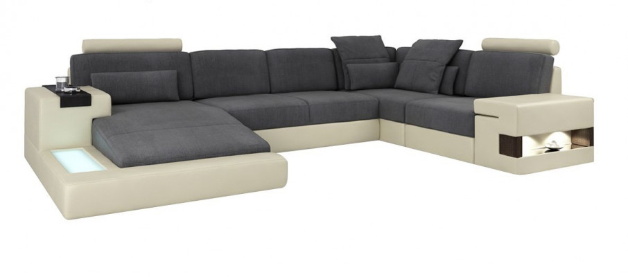 Wohnzimmer Designer Couch Polster LederStoff Sitz Modernes Ecksofa U-Form