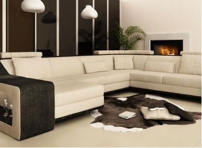 Moderne Wohnlandschaft Polster Ecksofa Sofa Couch Eck Garnitur Textil Sofas +USB