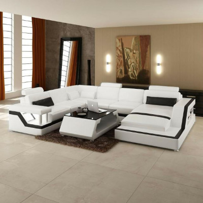 Designer Sofa Ecksofa Wohnlandschaft Big Modernes Ledersofa + USB,Patentiert NEU