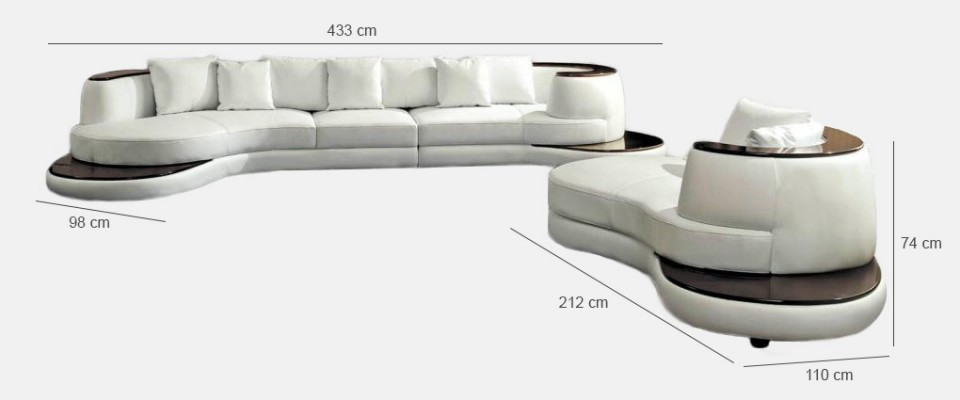 Designersofa Ecksofa Wohnlandschaft Rundsofa Ledersofa Couch Sofa UForm Royal