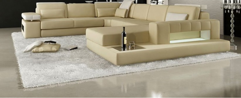 Ecksofa U-Form Wohnlandschaft Sofa Couch Polster Ecke Sofa Stoff Sofas Leder