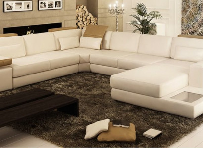 Wohnlandschaft Ecksofa Leder EckSofa Neu U Form Sofa Couch Polster