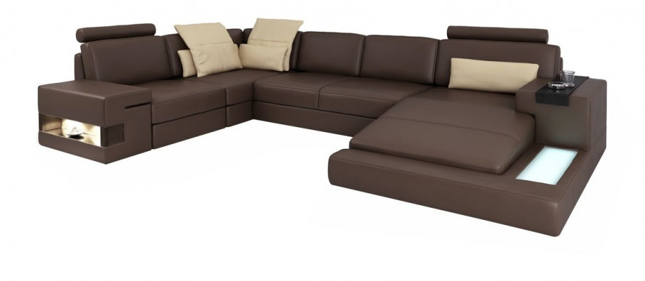 Design Ecksofa U-form Bettfunktion Couch Leder Sofas Schlafsofa Stoff Neu