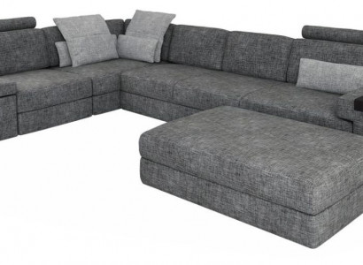 Wohnzimmer L-Form modern elegant Design Couch Ecksofa Hocker Polstermöbel NEU