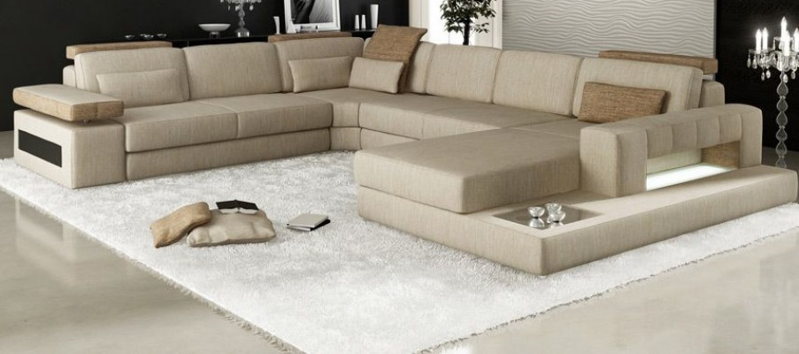 Wohnlandschaft U Form Ecksofa Sofa Couch Polster Ecke Wunderschöne XXL Stoff