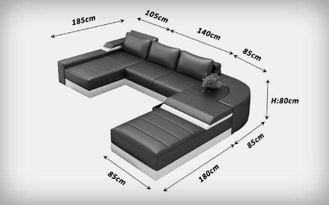 Ecksofa Eck Sofa mit USB Polster Leder Garnitur Wohnlandschaft Liege Bellenberg